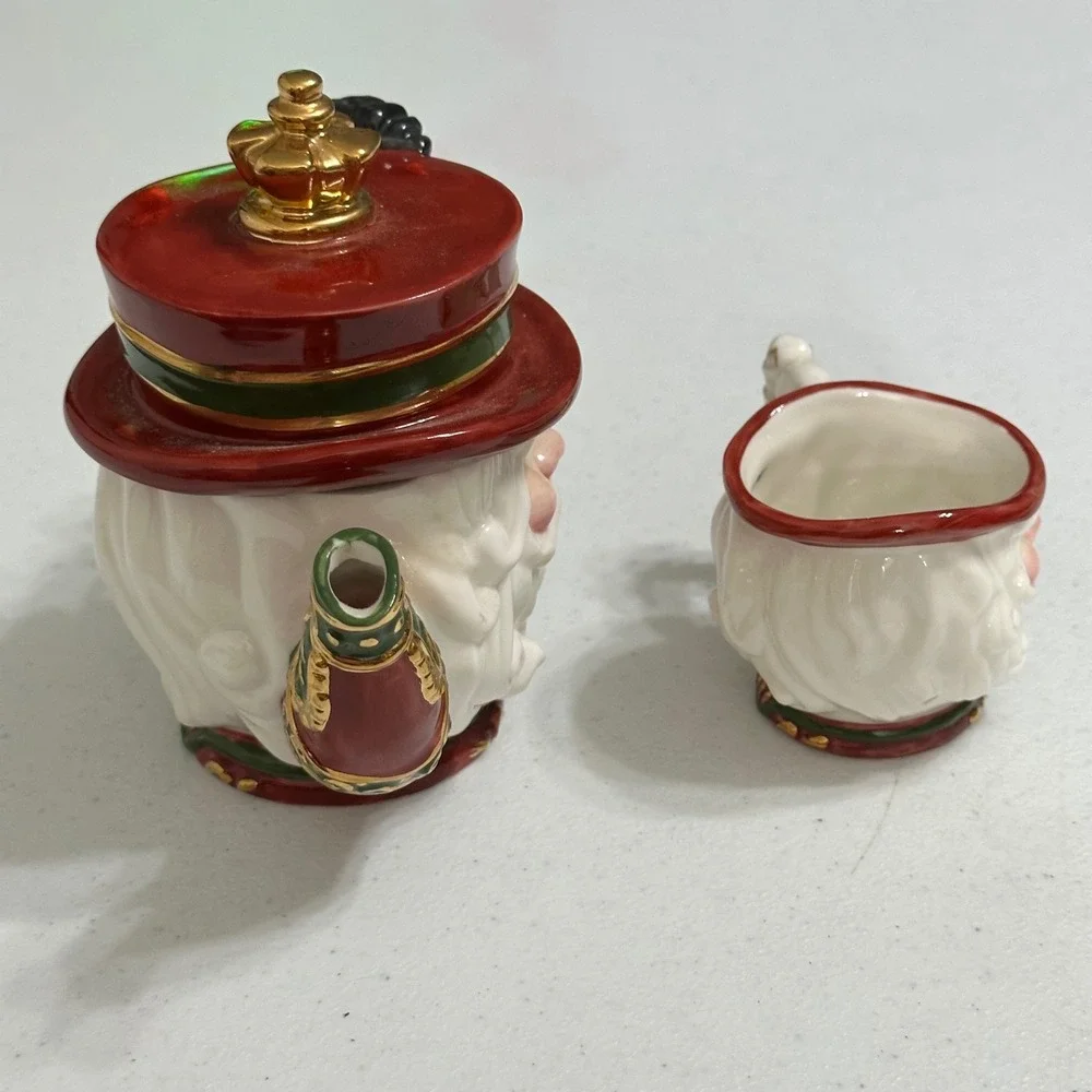Bavarian Claus Santa Figural Ceramic Teapot & Mug Set Christmas Seasonal Decor - Picture 5 of 9